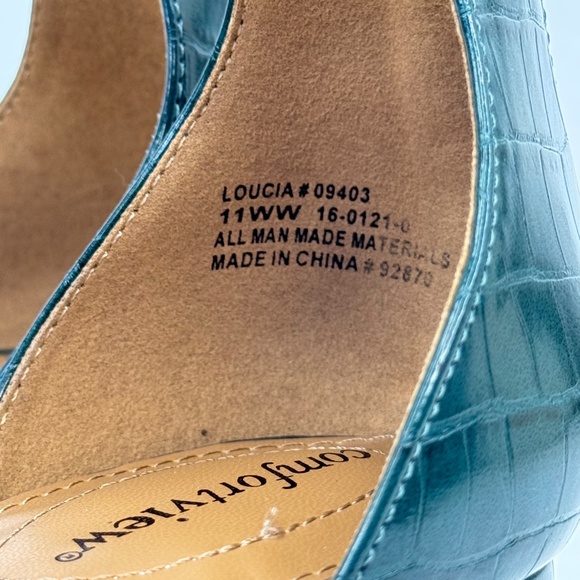 Comfort View Loucia Womens Green Alligator Pattern Ankle Strap Shoes 11WW - Picture 11 of 14